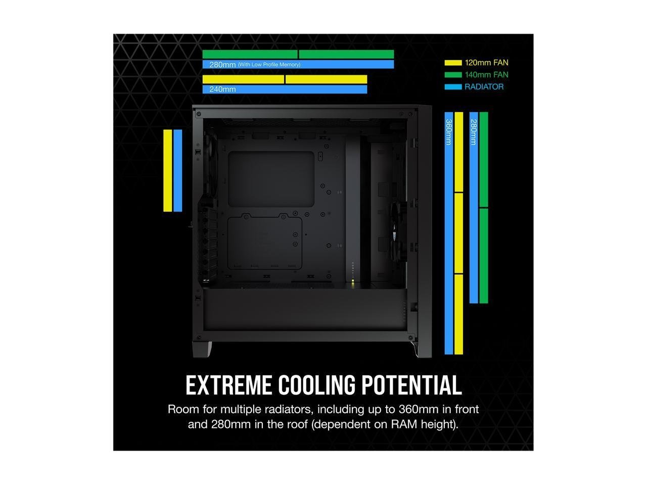 Corsair 4000d Airflow Cc-9011200-ww Black Steel   Plastic   Tempered 